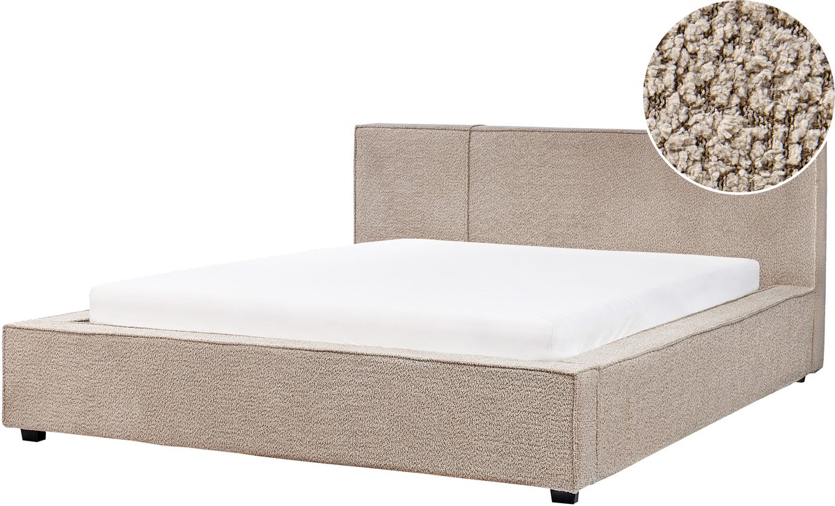 Beliani MIRANDE - Tweepersoonsbed - Taupe - 160 x 200 cm - Bouclé Beige
