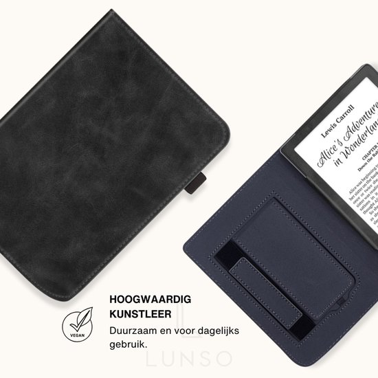 Lunso PocketBook Verse / Verse Pro / Verse Color hoes (6 inch) - Luxe Stand sleepcover - Zwart van Lunso — afbeelding 2
