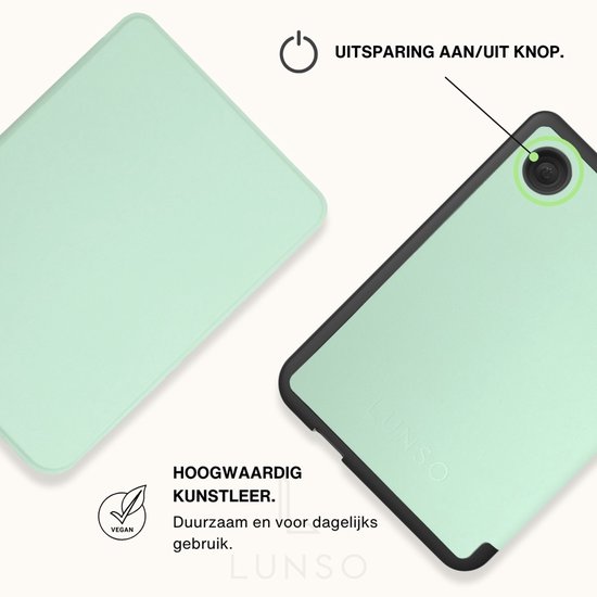 Lunso Geschikt voor Kobo Clara BW / Clara Colour hoes (6 inch) - sleepcover - Lichtgroen van Lunso — afbeelding 2