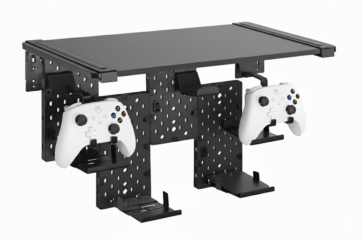 ZAONOOL Wandhouder voor Nintendo Switch 1 en Switch OLED, metalen wandmontageplankset met 5 gamekaarthouders en 4 Joy Con-haken, veilig opbergen Switch Console in de buurt van of achter tv, zwart