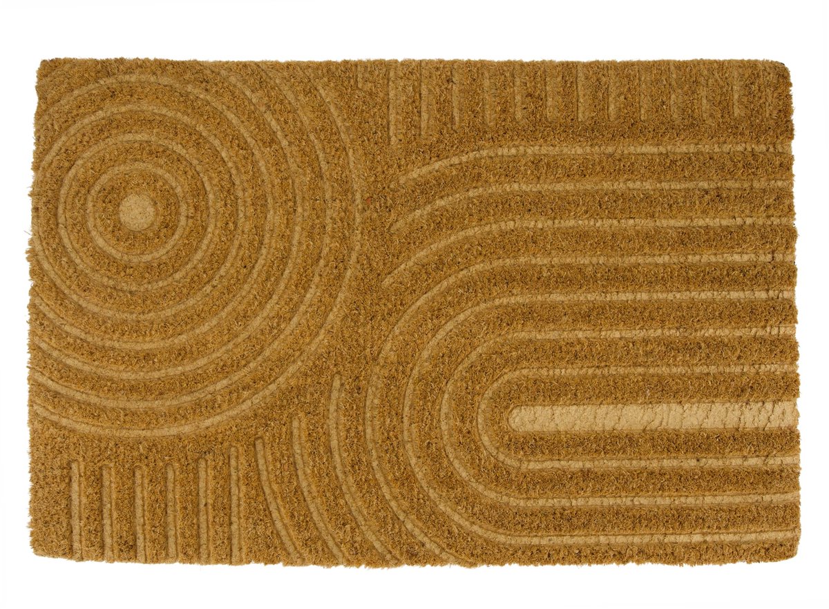 Deurmat rectangular engraved circles coco 59x38x1.5cm