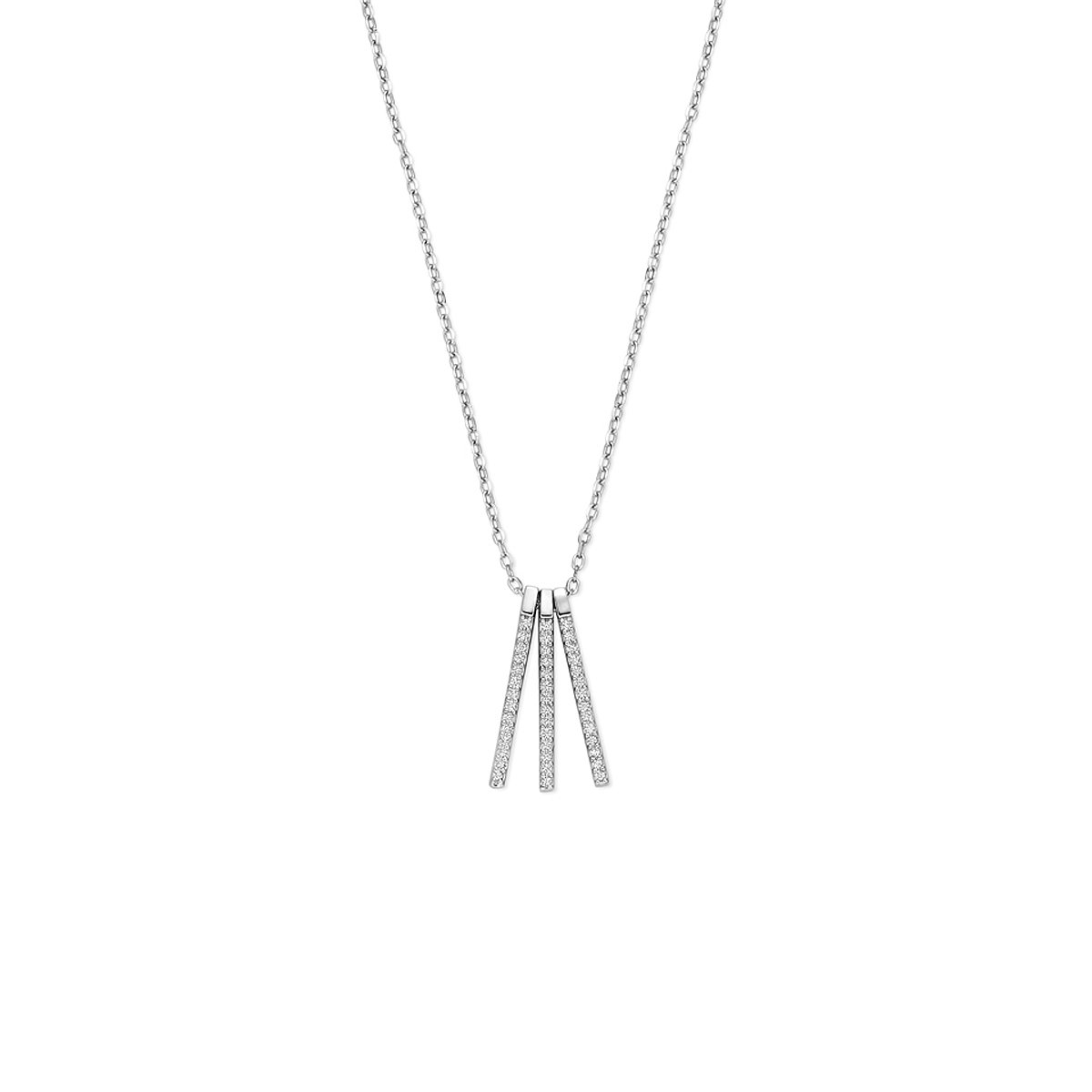 Lev Sieraden - Ketting - Anker Collier met Zirkonia - Zilver - 41 - 43 - 45 cm - 1.5cm - Gerhodineerd zilver