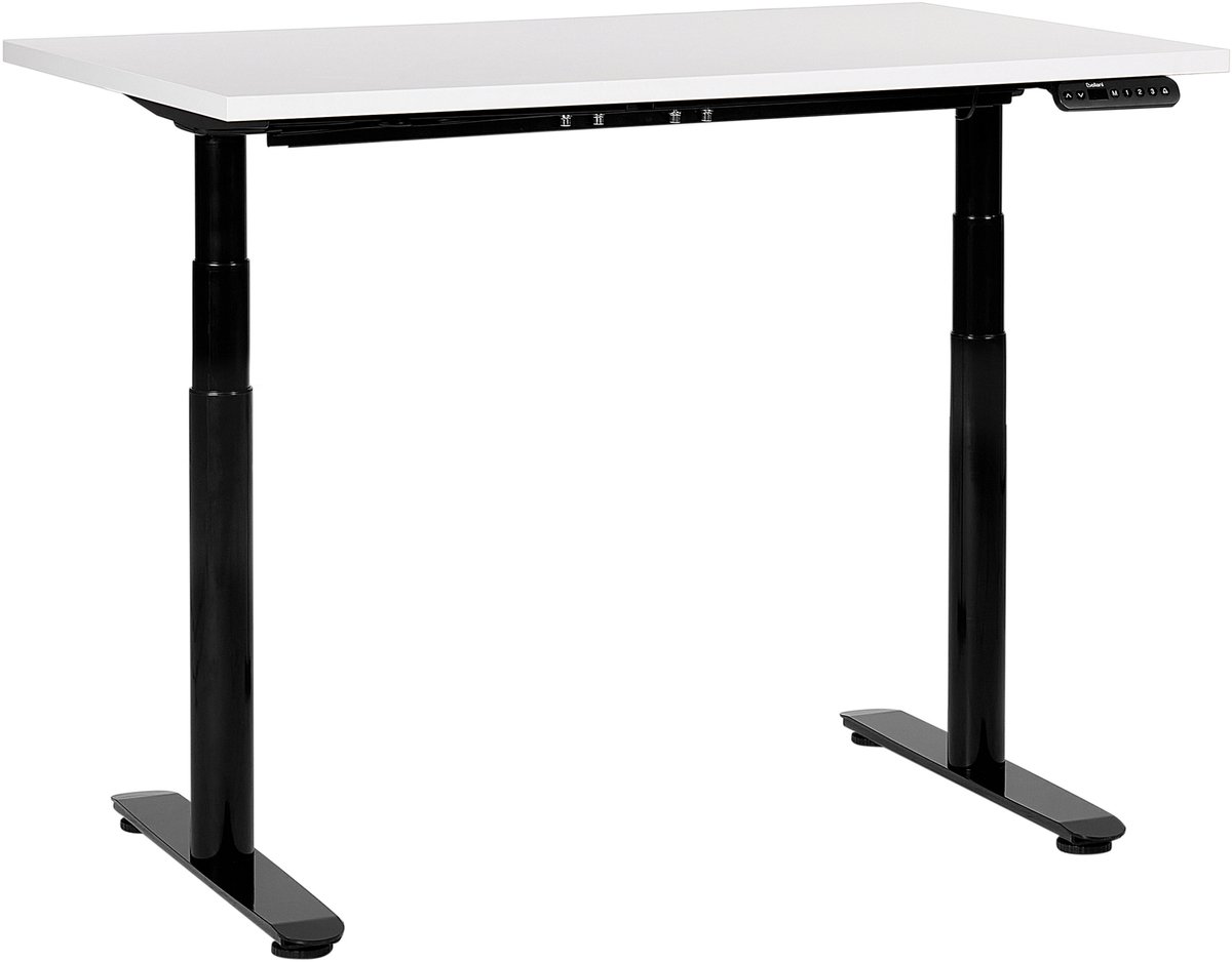 DESTINAS - Elektrisch bureau - Wit/Zwart - 120 cm - Spaanplaat