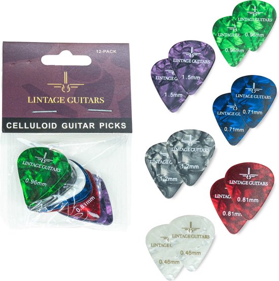 12 PCS Mix - Plectrum voor gitaar - Plectrums - Plektrum - 0.46 t/m 1.50 Plectrum - Celluloid Guitar Picks