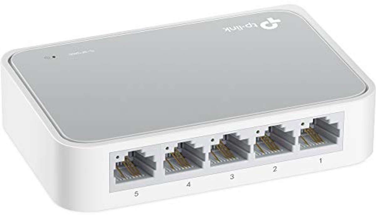 5-Poorts Ethernet Switch - Snelle Netwerkverbindingen zonder Ventilator (10/100 Mbit/s)