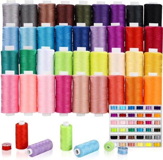 Naaigaren Set met 36 Kleuren voor Naaimachine - 400 Yard per Spoel ...