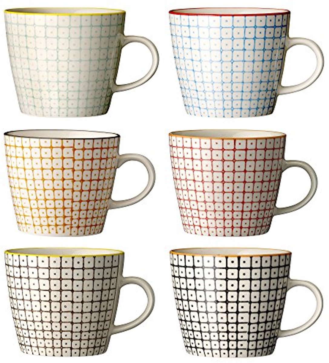 Set van 6 Handgemaakte Mokken in Pastelkleuren