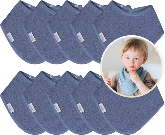 Lot de 10 bavoirs bandana Funnies | Blue Silk | Set de 10 pièces | Bavoirs | Serviettes buccales