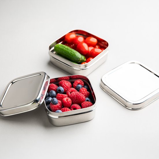 Bols à fruits de Luxe en acier inoxydable - Set de 2 - Boîtes à collation Bols à fruits en acier inoxydable - Enfants - Sans BPA - Talli - Bol à fruits scolaire - Boîte à collation enfant - Boîte à fruits