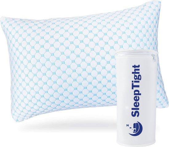 SleepTight Hoofdkussen Nekklachten Verstelbaar - Traagschuim Slaapkussen - Ergonomisch Hoofdkussen Zijslaper - Orthopedisch Memory Foam Kussen- Verkoelend Design - 70x50x16cm