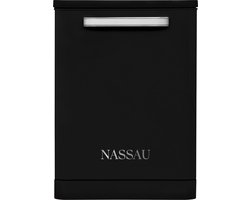 Nassau RVW6000ZWA – AUTODOOR - Label D - 43DB! - RVS sproeiarm - Retro Zwarte Vaatwasser – Handgreep - Vrijstaand – zwart - 5 jaar garantie -