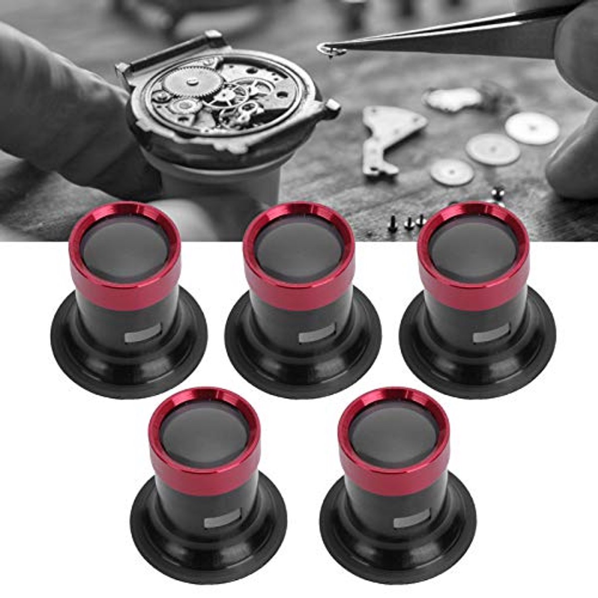 Horloge Reparatie Vergrootglas Set - 5 Stuks Aluminium Vergrootglas voor Precisie Mechanica