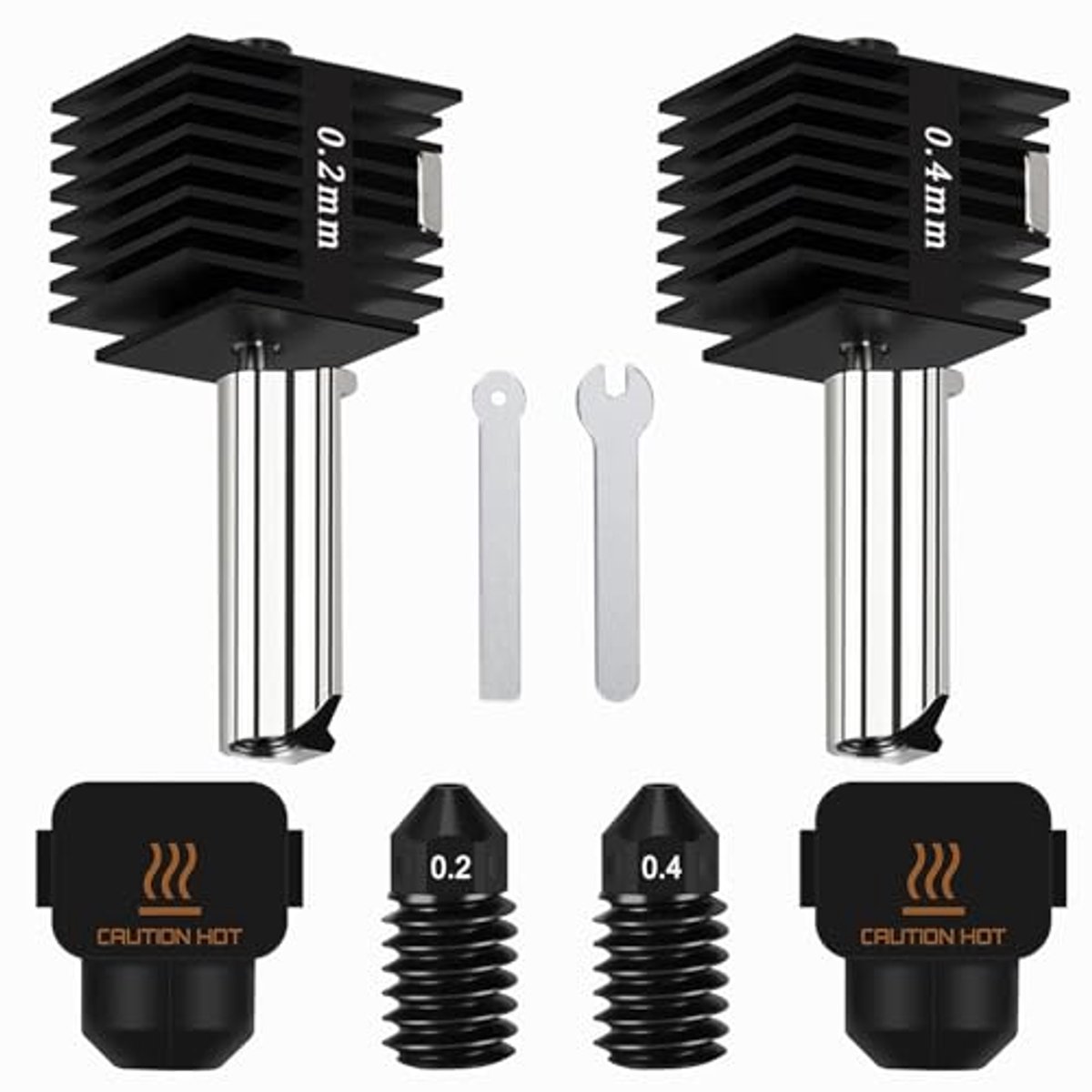 2 stuks printkopset 0,2 mm + 0,4 mm voor 3D-printer, vervangende printkop voor Bambu Lab A1/A1 Mini