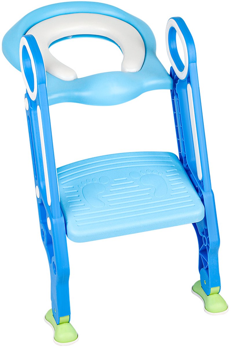 PIPIPOXER Toiletverkleiner- Potje Peuter - Met Trapje - Toilettrainer met Opstapje - Opvouwbaar - Blauw + Lichtblauw
