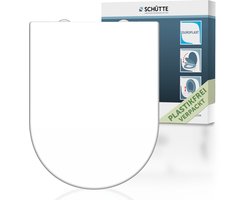 SCHÜTTE WC-Bril 82910 D-SHAPE WHITE - Duroplast - D-vorm - Soft Close - Afklikbaar - RVS-Scharnieren - Belastbaar tot 175 kg - Gelakt - Wit