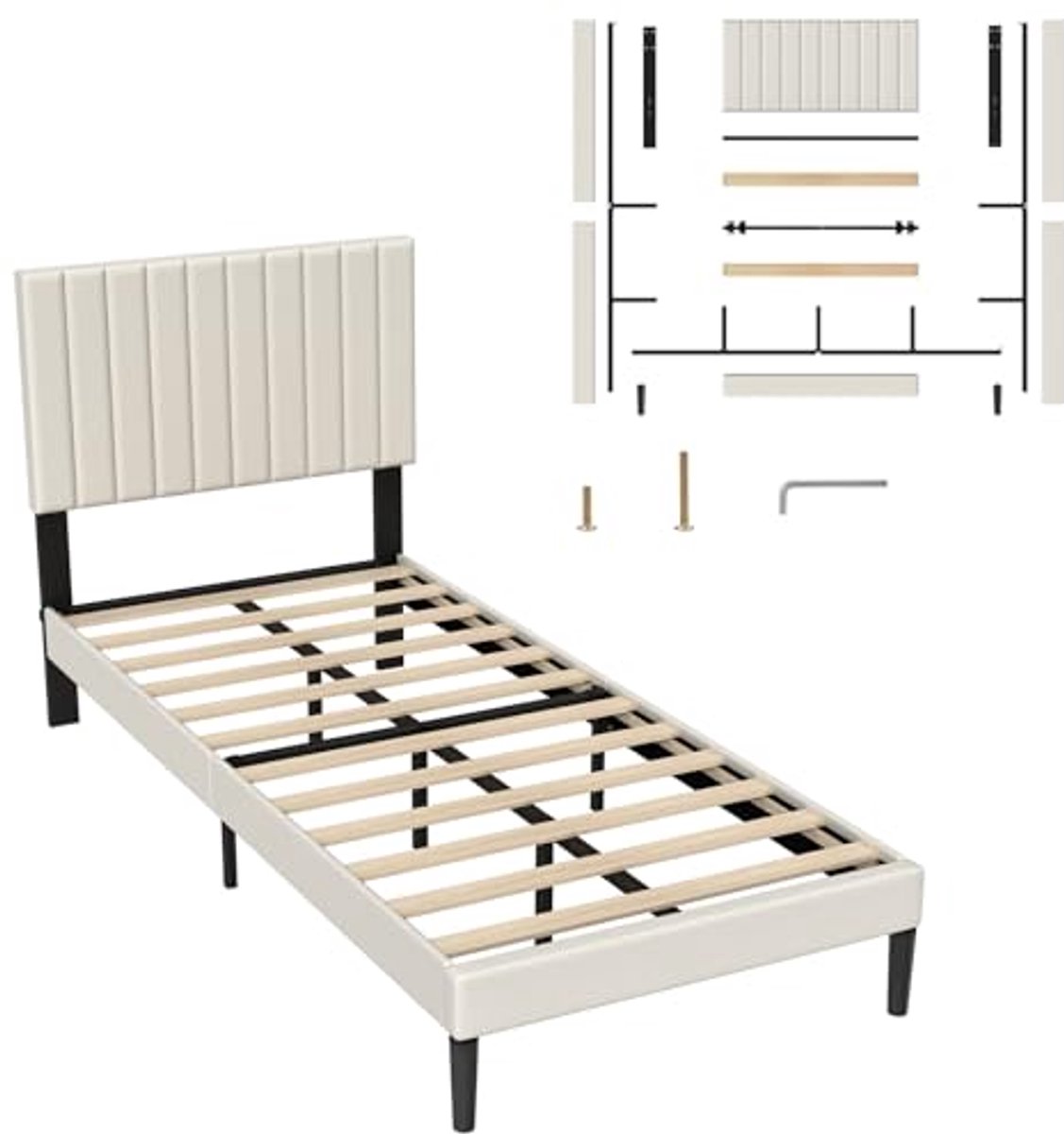 Gestoffeerd bed 90 x 200 cm met hoofdeinde van fluweel - Modern platformbedframe voor volw