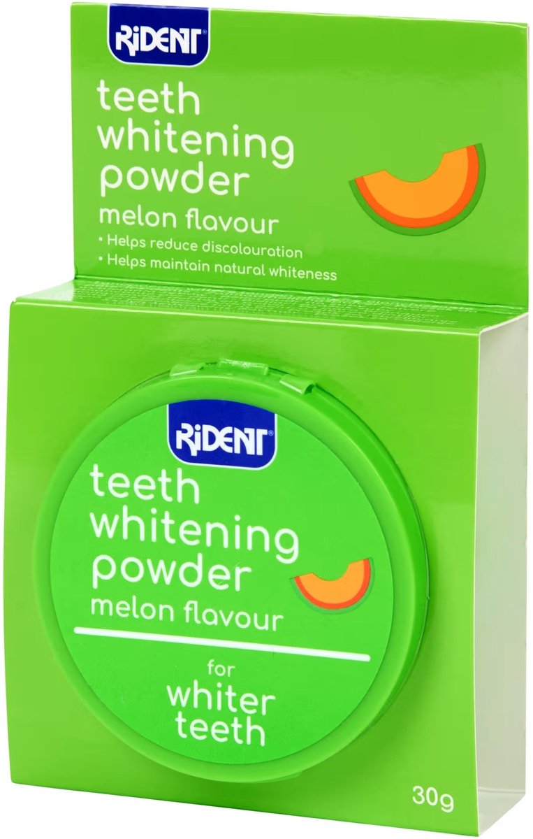 Rident | Tanden Bleek Poeder | Witte Tanden Kleur Corrector - Witte tanden poeder - Kleur Tanden Wit | Tanden Bleken | Tanden Witte - Tandpasta voor Witte Tanden | Teeth Whitening |Power Whitening |Veilig voor glazuur |100% Resultaat| Meloen smaak