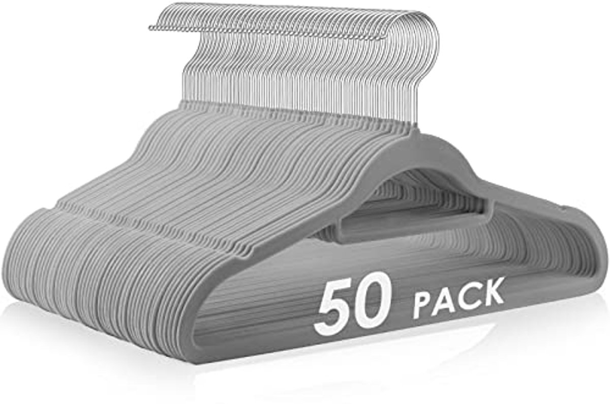 Ruimtebesparende fluwelen hangers met antislip en 360 graden draaibare haak - 50 stuks