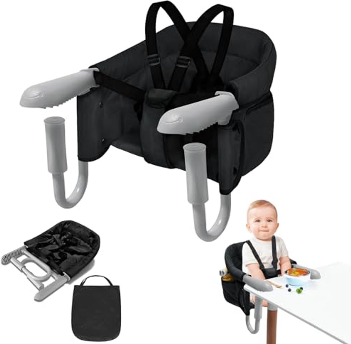 Opvouwbare kinderstoel voor reizen en restaurants met transporttas - Belastbaar tot 15 kg
