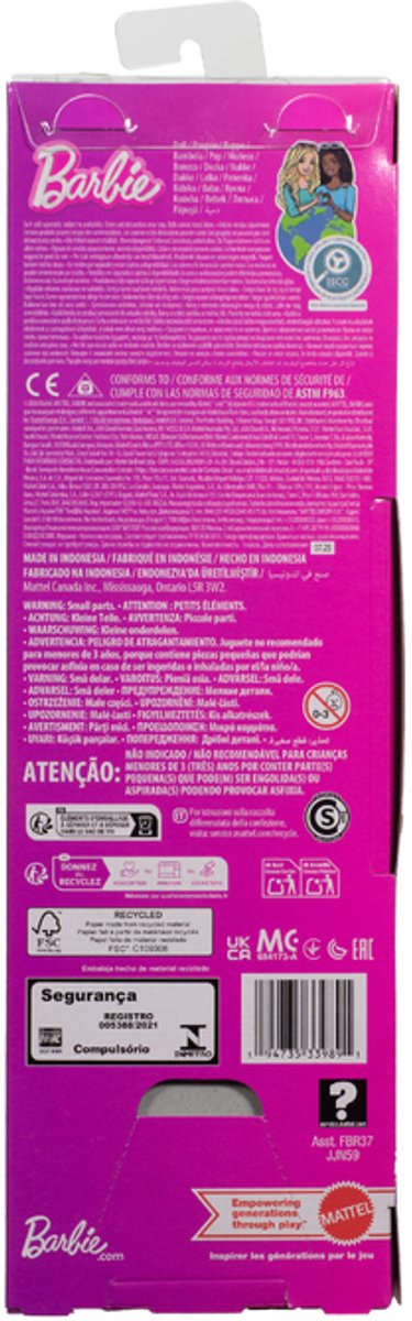 Barbie Fashionistas - Met Roze Jurk en Luipaardprint - Zwart Haar - Modepop — afbeelding 3