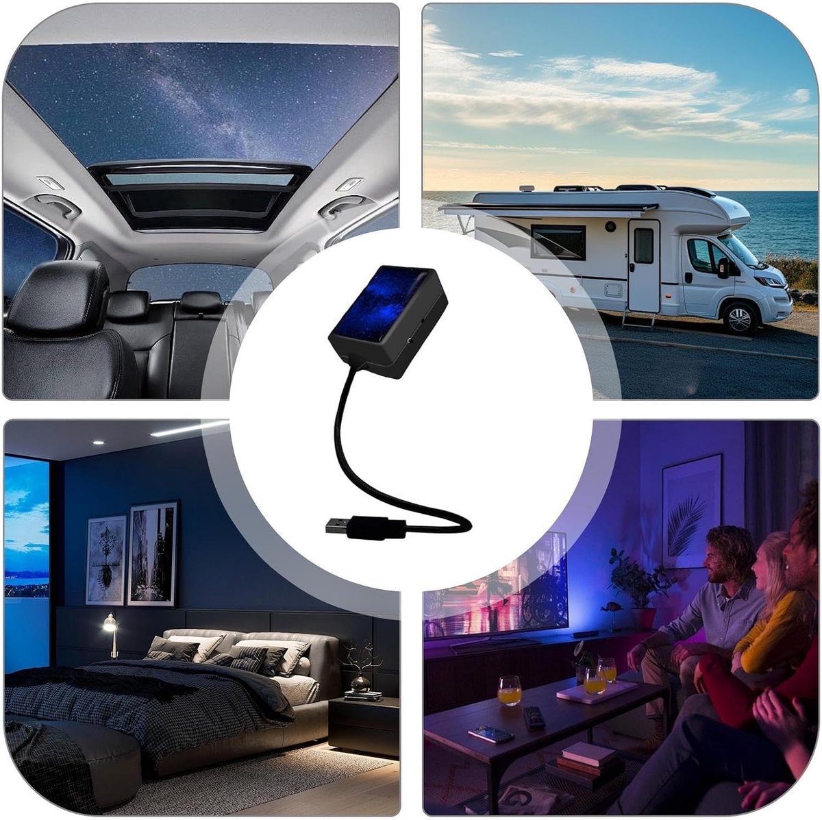 LED-projectielamp Star Night,USB Star Projector-nachtlampje,Romantische interieurplafondlamp - Buigen vrij draagbare autoverlichting decoratie voor auto, plafond, slaapkamer – foto 5
