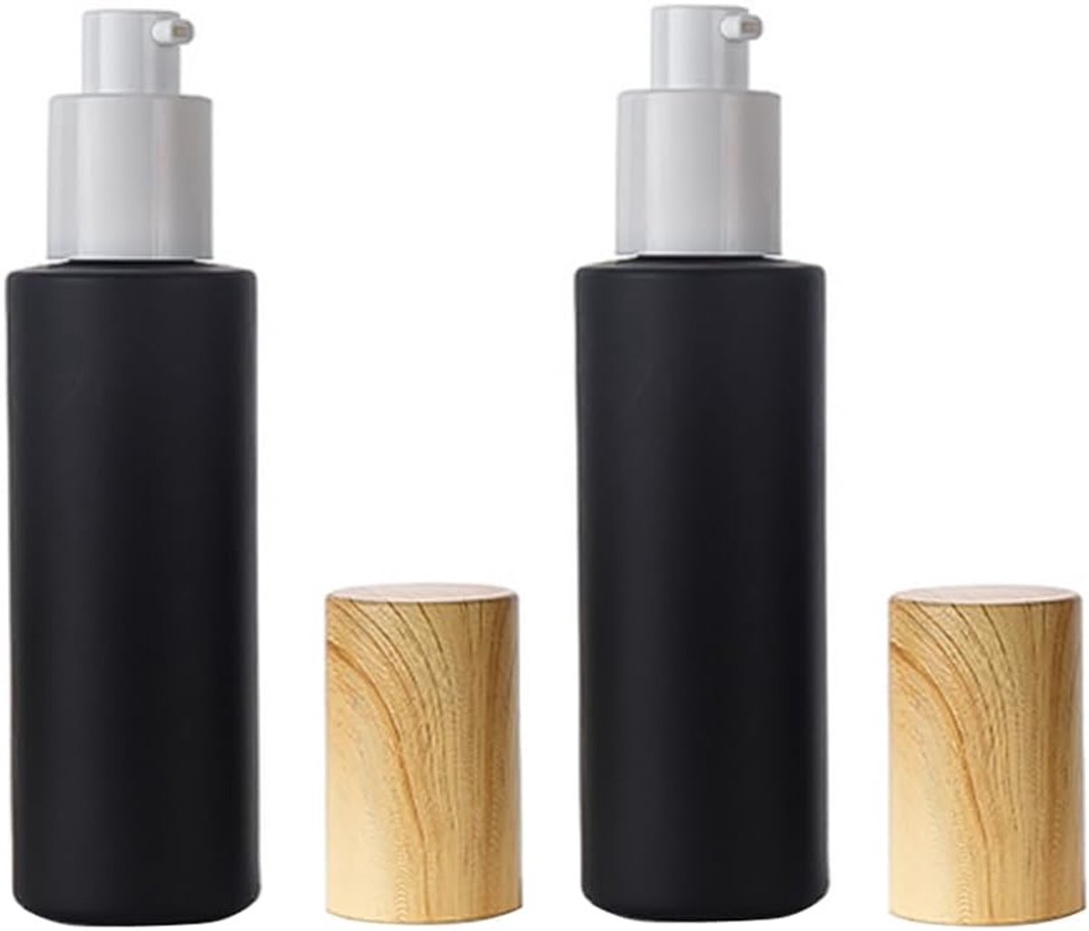 Image of 60ml 2oz Glazen Reisflessen voor Toiletten - Levensbestendige Reis Pompflessen - Lotion Dispenser - Cosmetische Crème Pompflessen - Container Soap Dispenser (Matte Black)