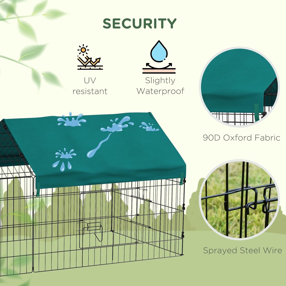 Qoozi Pet Konijnenren – 220x85x103 cm – Met Afdekzeil (Oxford 190T, Groen) – Opvouwbare Dierenren voor Buiten – Stevig & Weerbestendig – QZ1121536 thumbnail 5