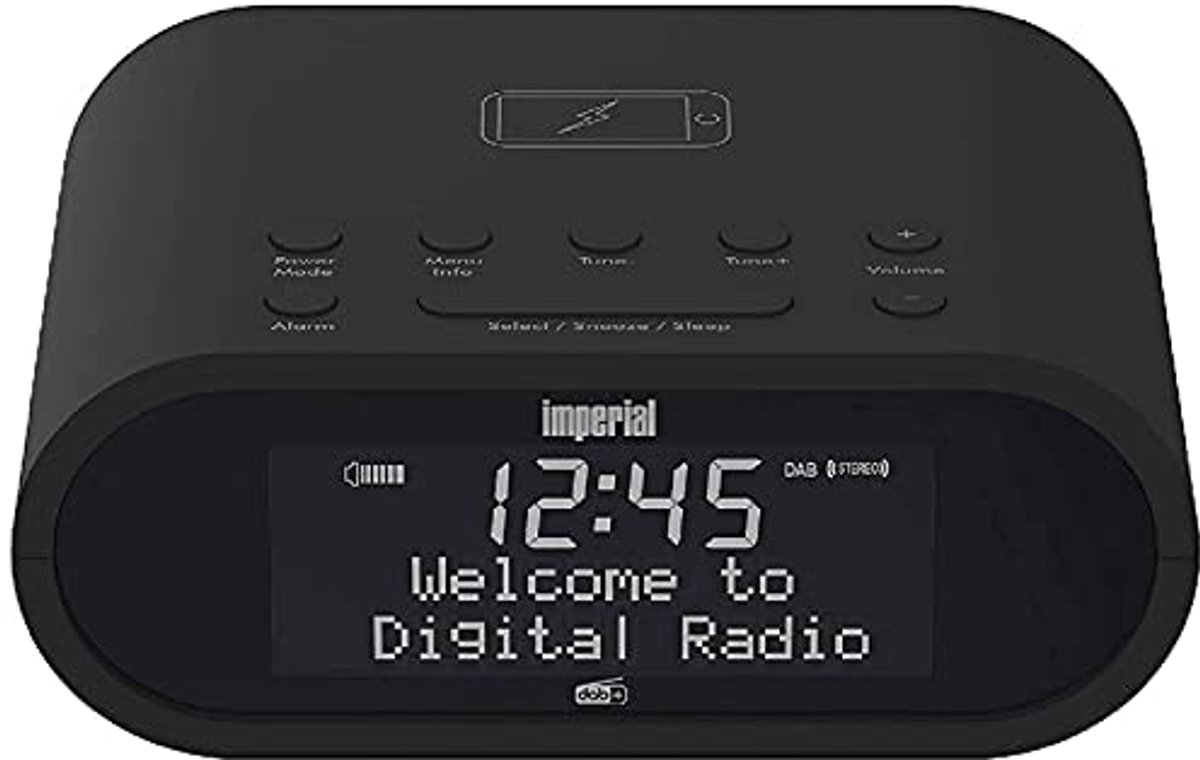 Compacte DAB+ en FM wekkerradio met draadloos opladen