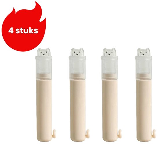 4 stuks 2-in-1 opvouwbare reistandenborstel en tandpasta – gebroken wit