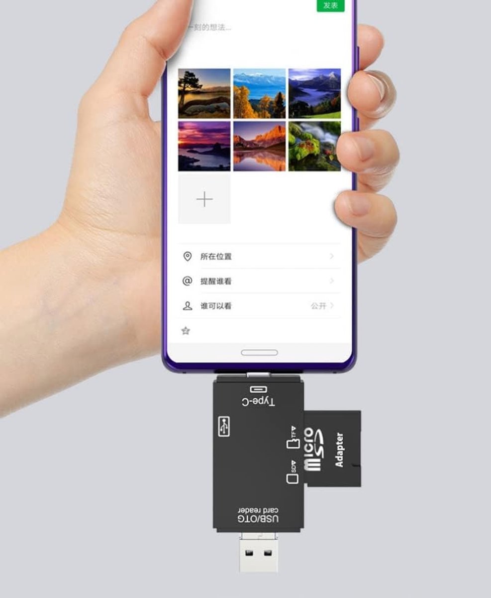5-in-1 Card Reader met USB, Type-C en MicroSD Poorten