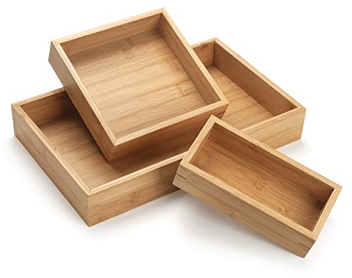 Houten Lade Organizer Set van 3 voor Badkamer en Keuken