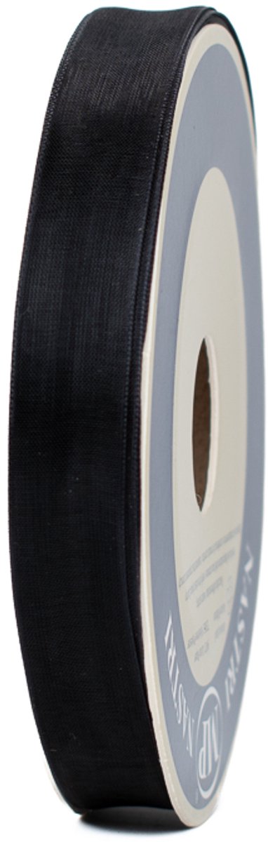 Organza Lint - 15 mm - Zwart - Transparant decoratielint - 50 meter