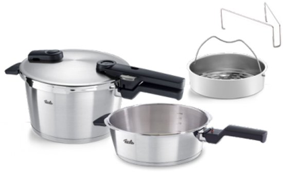 Fissler Vitaquick/snelkookpan (4,5 L, 22 cm) roestvrijstalen stoompan, 2 gaarstanden, incl. inzetstuk, Made in Germany - inductie