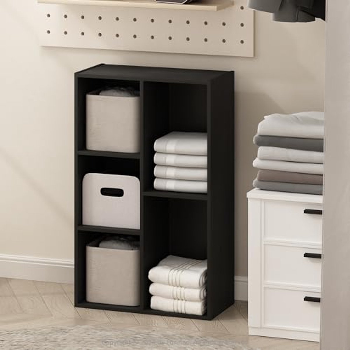 Multifunctionele Open Plank Kast voor Kleding en Opslag – 5-Cube Organizer in Zwart