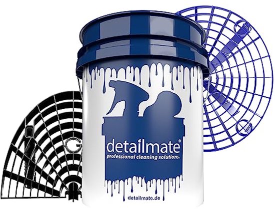 Detailmate Wasemmer set, professioneel: Magic Bucket wasemmer, ca. 20 liter, GritGuard-vuilinzet blauw, GritGuard-wasbord zwart