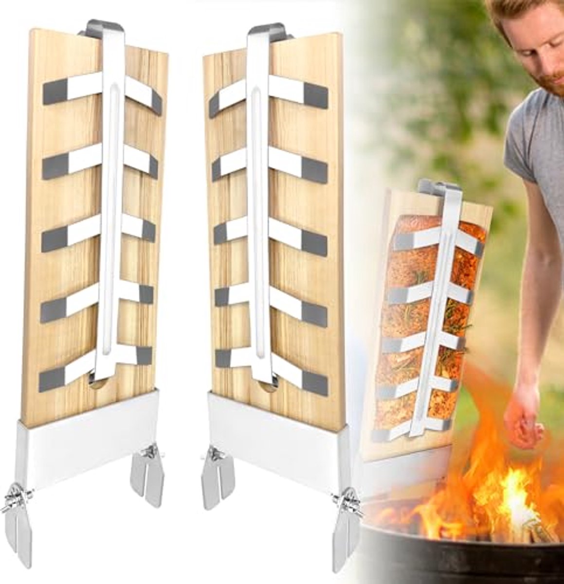 Vlamzalmplanken voor Buitengrill met 5 Niveaus - Set van 2