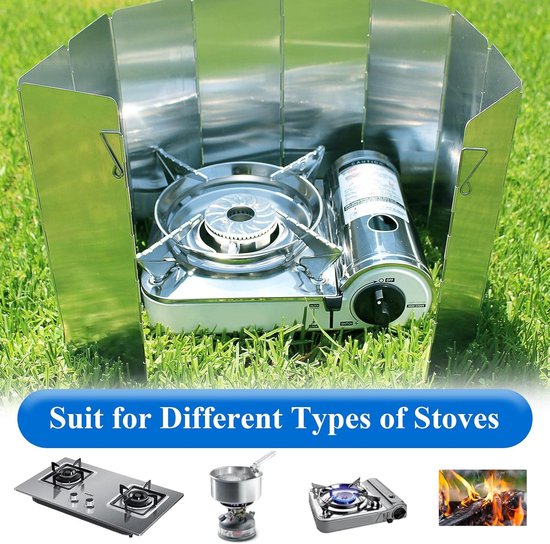 Windshield Gas Stove voor Camping - 24 x 83 cm - Lichtgewicht - Vouwbaar - Aluminium Windscreen - Camping Stove - Splash Guard - Wind Protection - Outdoor Stoves - Gas Cookers - Pack of 10 van Merkloos — afbeelding 3