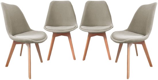sweeek - Set de 4 chaises scandinaves en velours côtelé, pieds en hêtre - nils