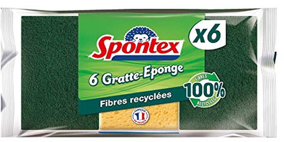 Gerecycleerde Vezel Sponsschraper - 6 Stuks - Ideaal voor Huishoudelijke Schoonmaak