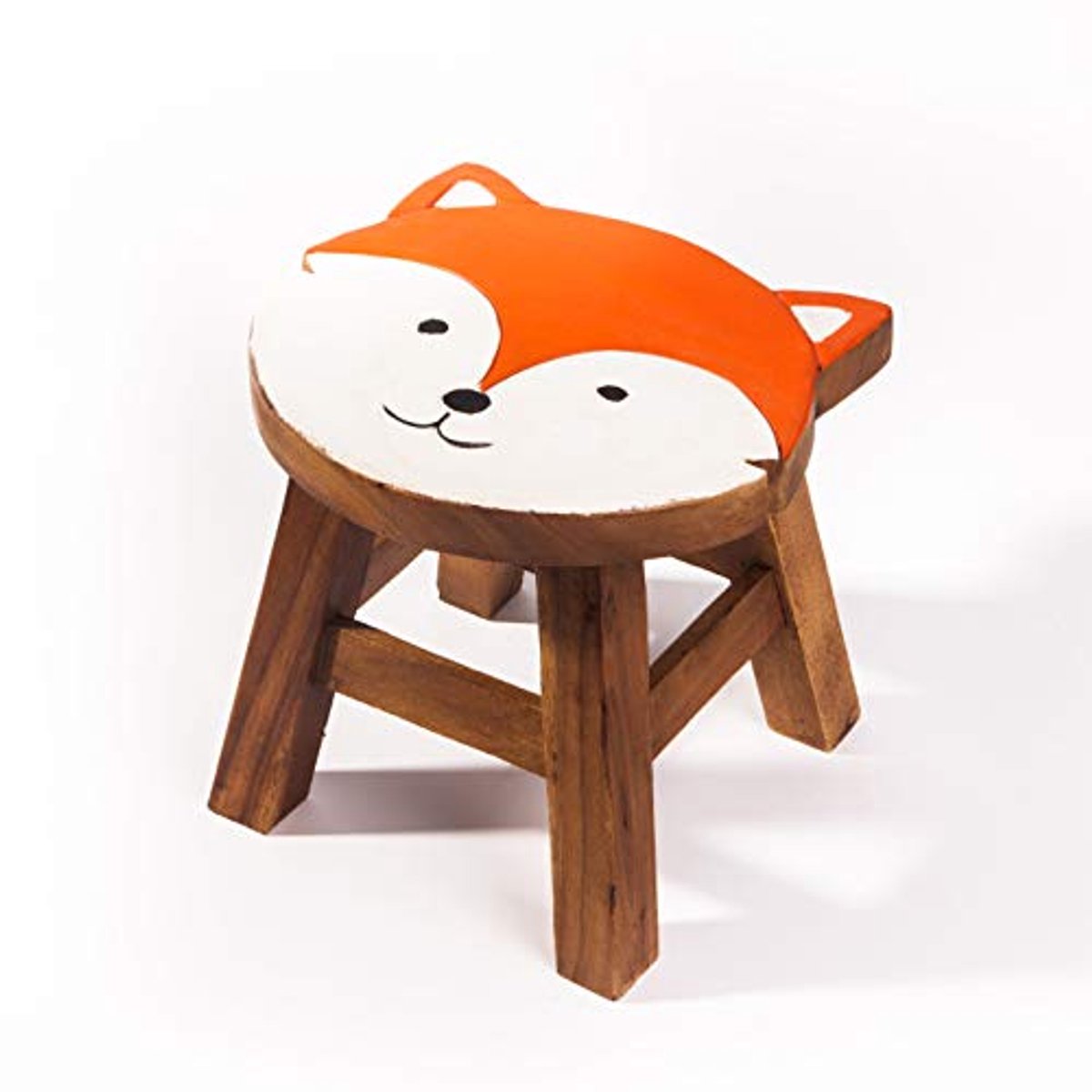 Massief Houten Kinderkruk met Vos-Motief – 25 cm Zithoogte