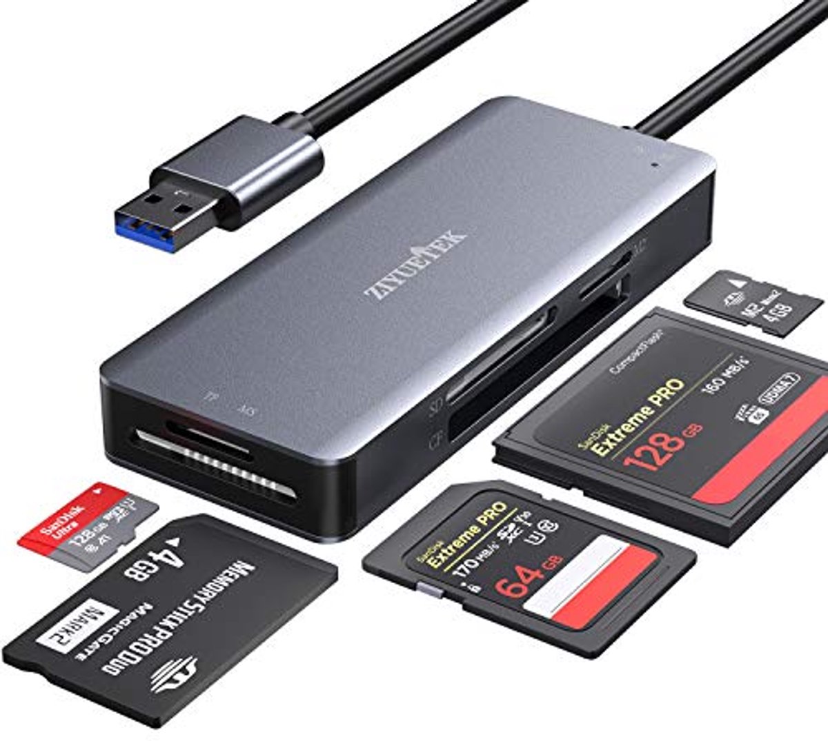 Image of 5-in-1 USB 3.0 Kaartlezer voor CF, SD, TF, M2, MS - Gegevensoverdracht tot 5Gbps