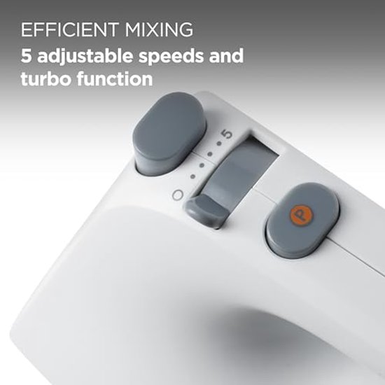 Handmixer met Turbo Functie en RVS Kneedhaken - Perfect voor Bakken en Koken - 450 Watt, Wit van Merkloos — afbeelding 5