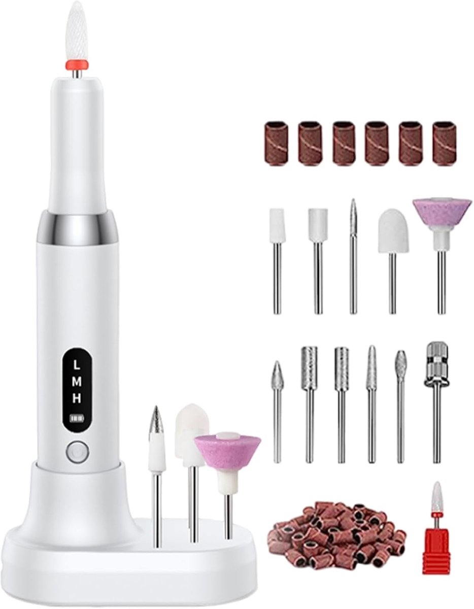 Professionele Elektrische Nagelvijl - Nagelverzorgingsset - 3 Snelheden - 17 Accessoires - Stil & Draagbaar - Voor Manicure & Pedicure Thuis Of Salon