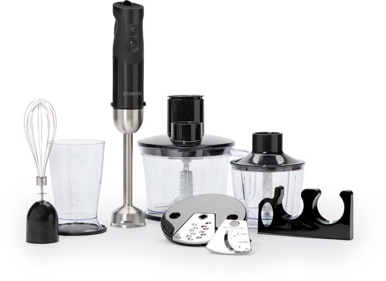 Brabantia BBEK1063MB Staafmixer set - Hakmolen - Garde - 1000 Watt - 8 snelheden - Zwart