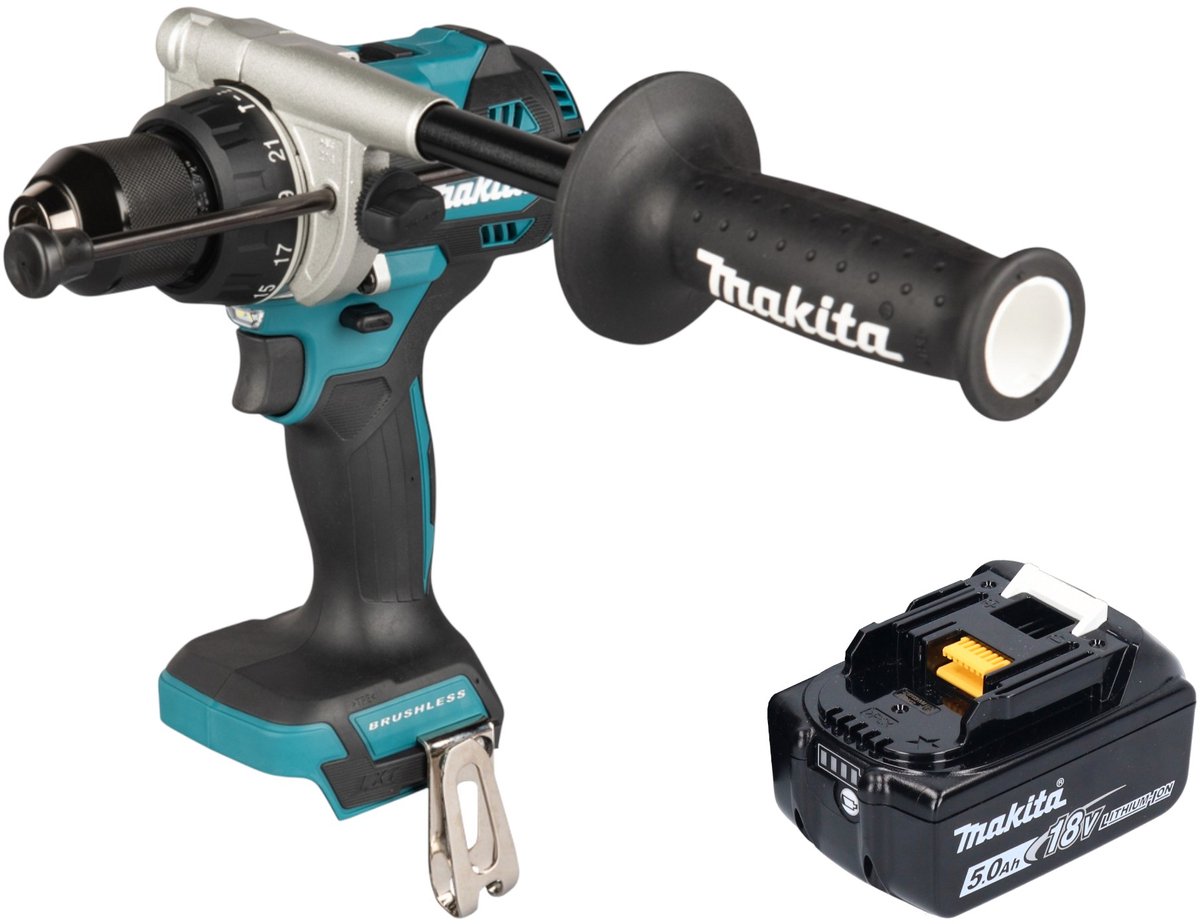 Makita DHP 492 T1 accu-klopboormachine 18 V 141 Nm borstelloos + 1x accu 5,0 Ah - zonder oplader