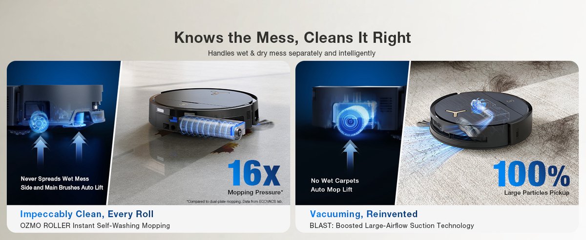 ECOVACS - DEEBOT X9 PRO OMNI BLACK - Robotstofzuiger met Dweilfunctie - 16.600 Pa zuigkracht- Zelfreinigende Robotstofzuiger met Warmwater – Dweilsysteem - Automatisch Leegstation - Geschikt voor dierenharen — afbeelding 2