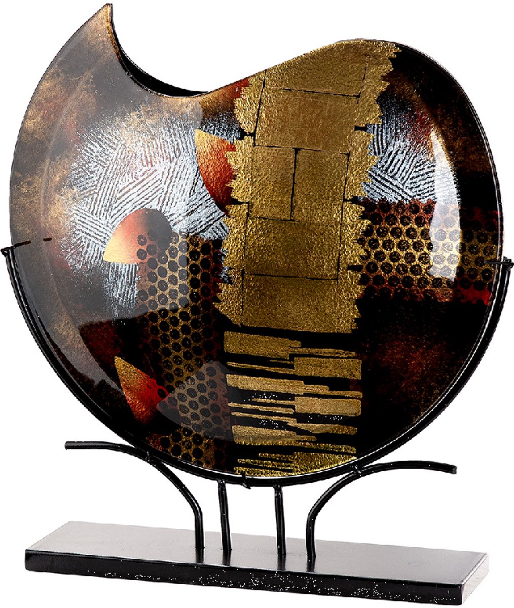 Decoratie vaas goldi - rond - glas en metalen standaard - 10x49x51 cm - raamdecoratie- sfeervolle vaas voor kamer of kantoor by rawa