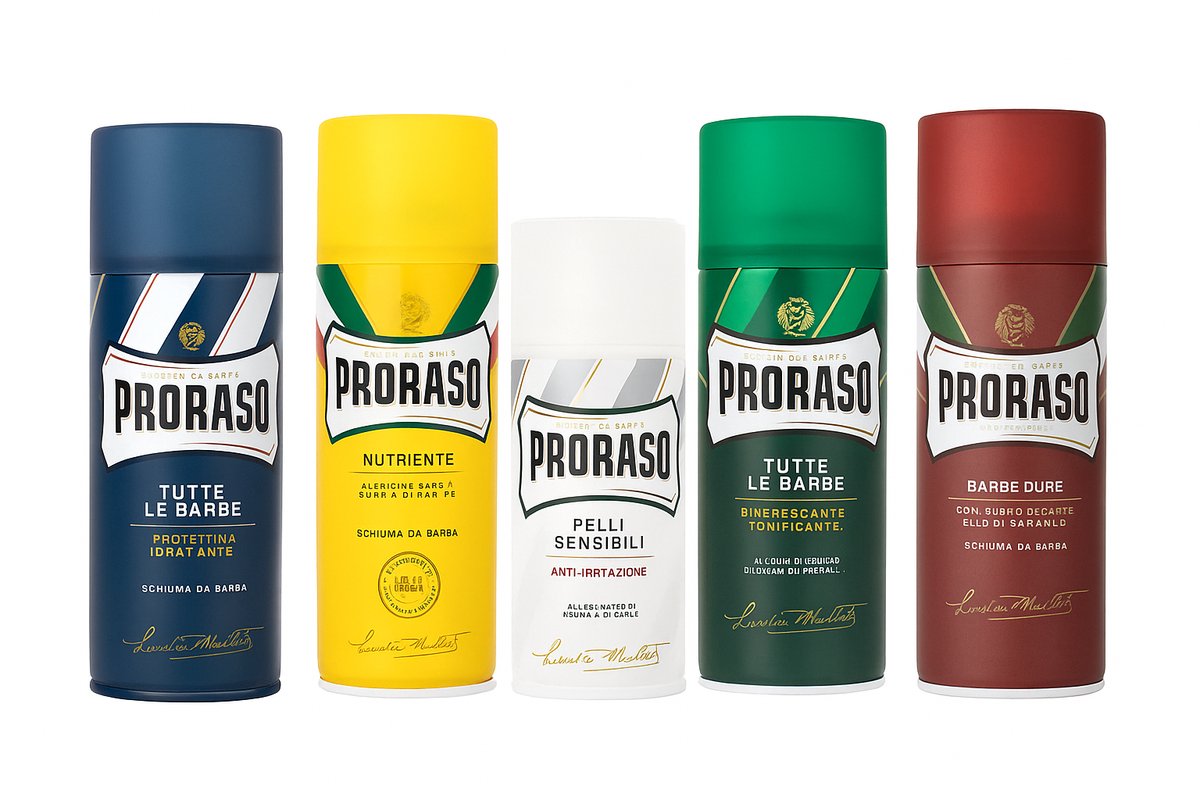 Proraso Scheerschuim Set – 5 Variaties – 4x400ml + 1x300ml – Voor Alle Baardtypes