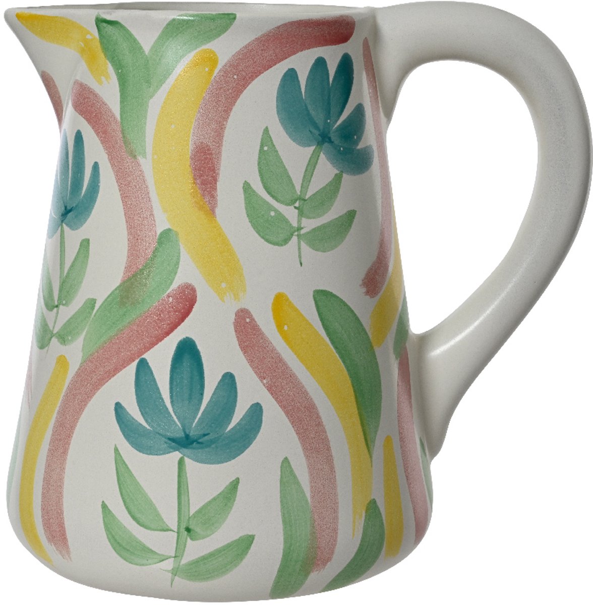 Decoris - Keramische Kruik / vaas met Bloemenprint - Meerkleurig - H 30.5cm