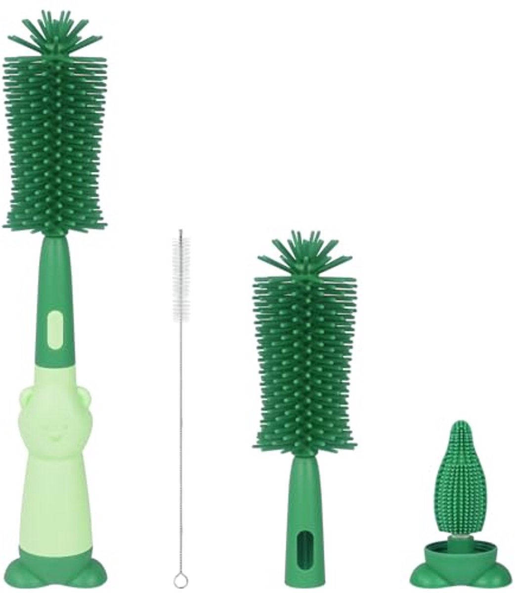 Image of 3-in-1 siliconen babyfles en speenreinigingsborstel set - Stroreiniger en flessenreinigingsborstel
